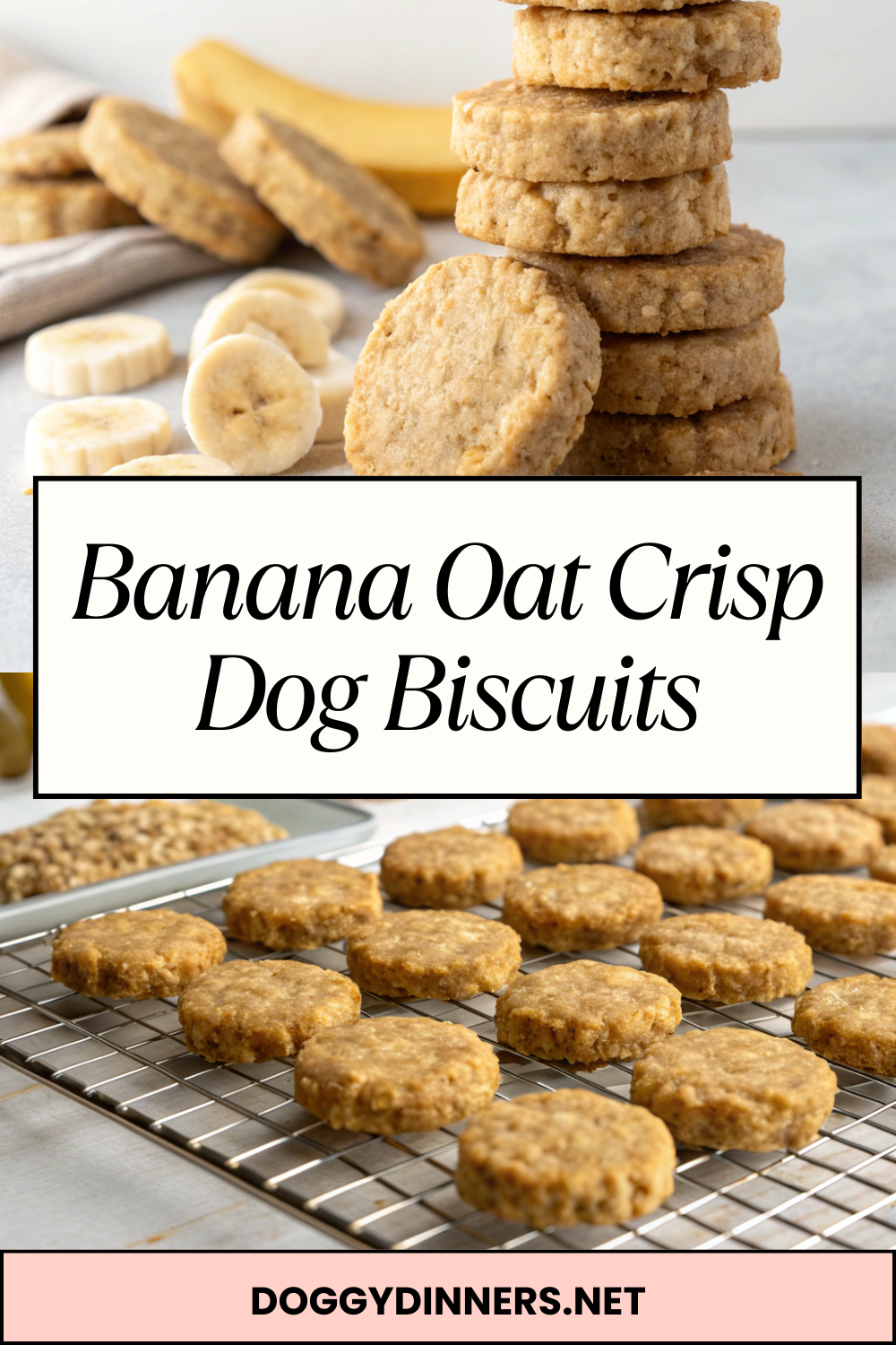Banana Oat Crisp Dog BiscuitsCrunchy, naturally sweet dog biscuits made with simple pantry staples for occasional treating