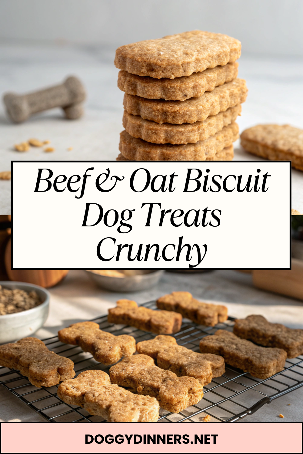 Beef & Oat Biscuit Dog TreatsCrunchy, oven-baked dog biscuits made with simple, protein-rich ingredients for occasional treating