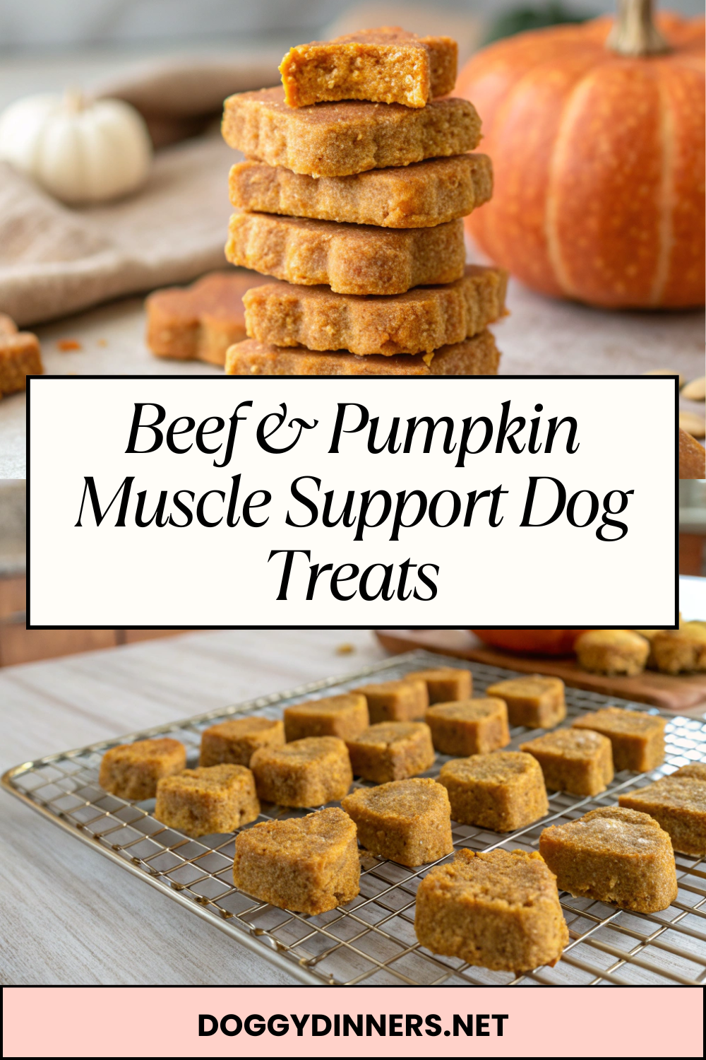 Beef & Pumpkin Muscle Support Dog TreatsA soft, protein-forward baked dog treat designed for occasional rewarding and variety