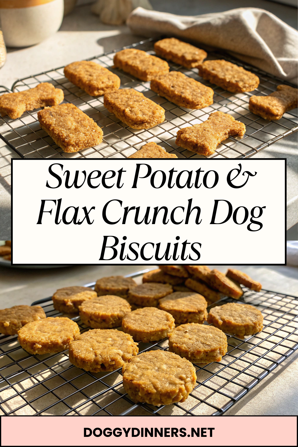 Sweet Potato & Flax Crunch Dog Biscuits – Fiber-Rich, Naturally Crunchy & Great for Digestion