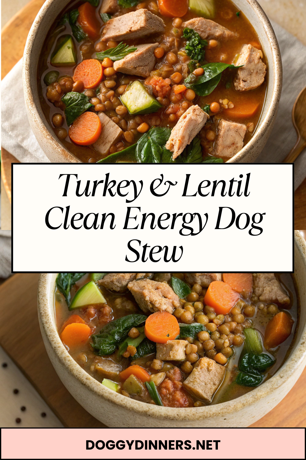 Turkey & Lentil Clean Energy Dog Stew – Plant-Powered Fuel with Lean Protein for Lasting Vitality