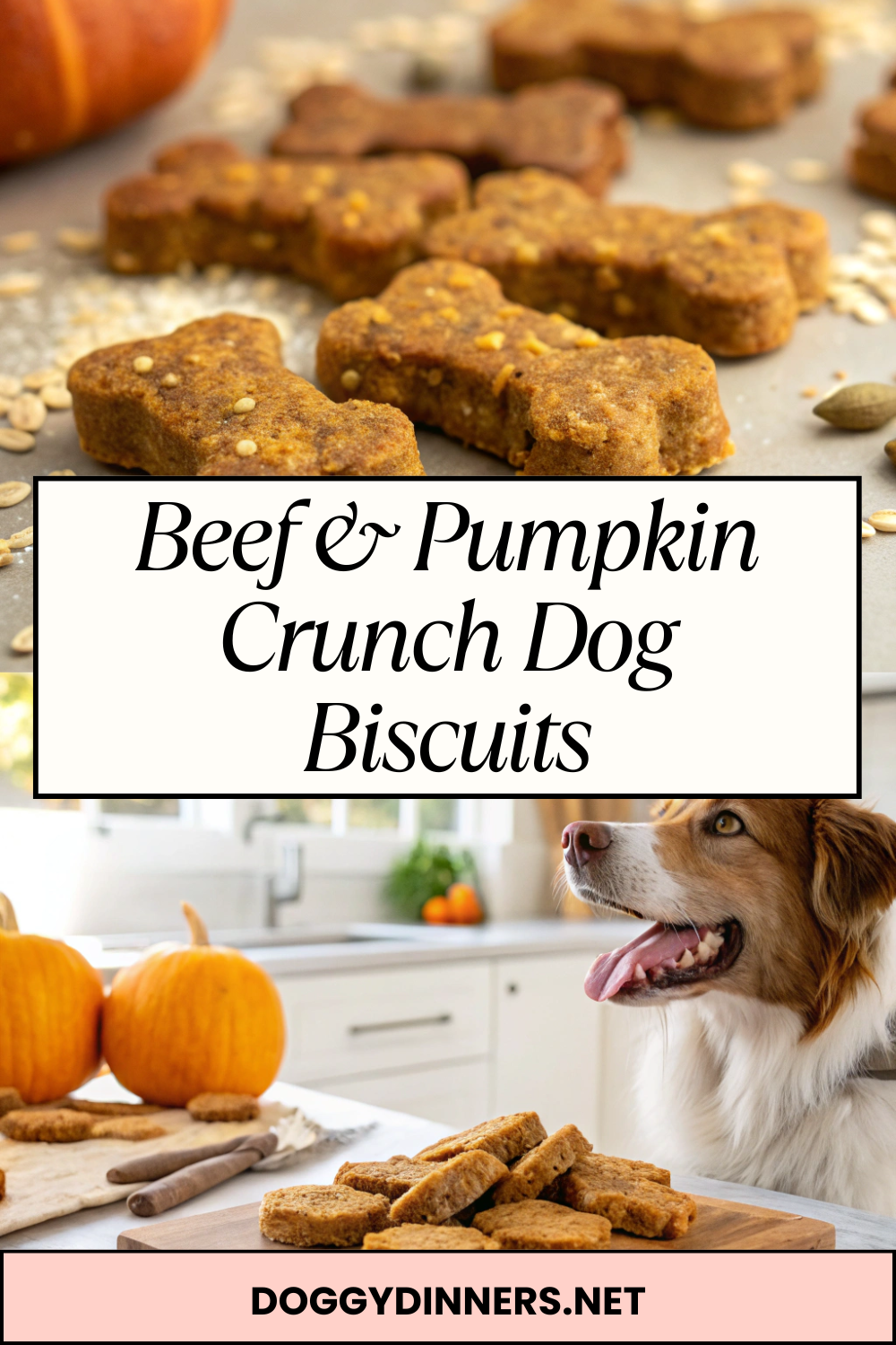 Beef & Pumpkin Crunch Dog Biscuits – Oven-Baked Savory Treats with a Satisfying Crunch