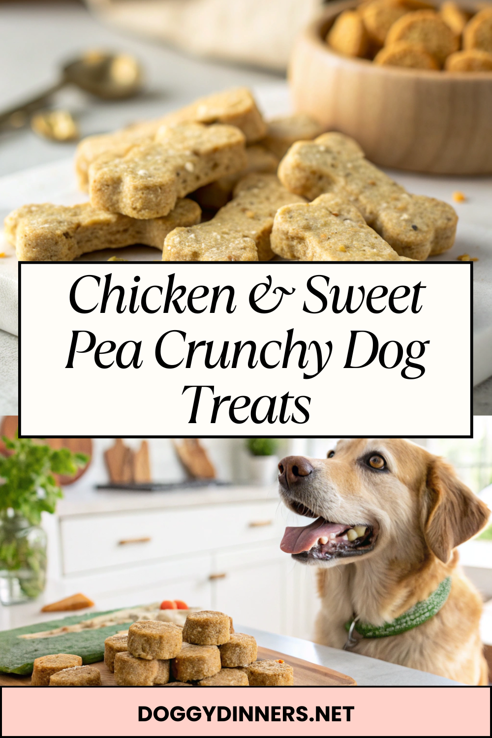 Chicken & Sweet Pea Crunchy Dog Treats – Savory Oven-Baked Biscuits with a Light Veggie Crunch