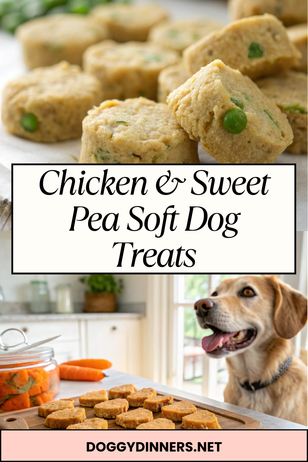 Chicken & Sweet Pea Soft Dog Treats – Tender Oven-Baked Bites with a Mild Savory Flavor