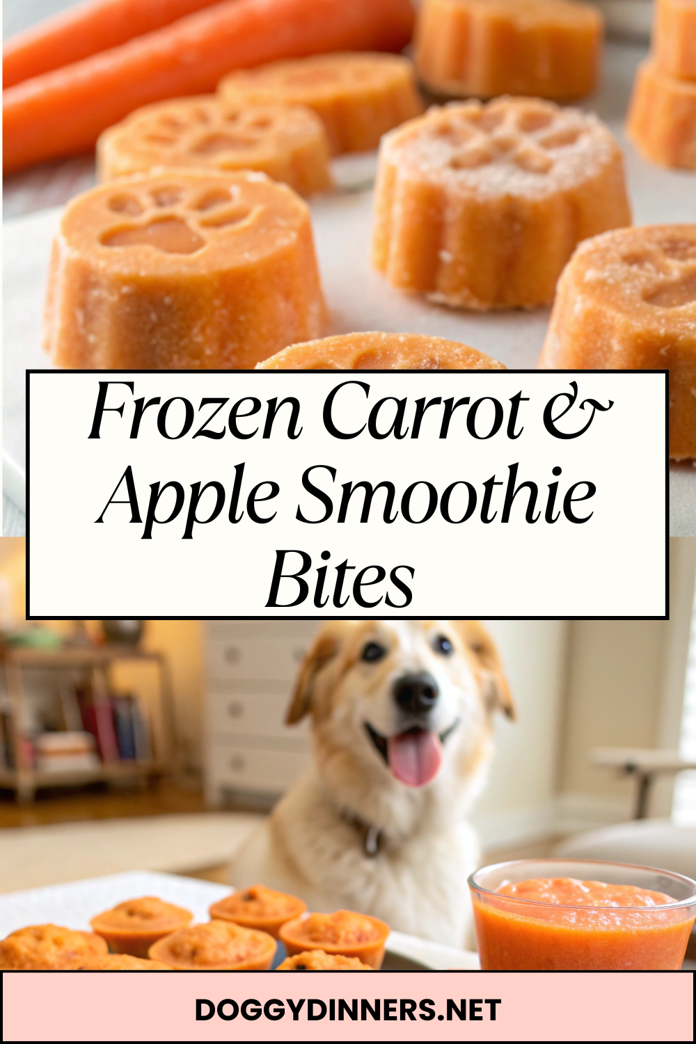Frozen Carrot & Apple Smoothie Bites – Refreshing No-Bake Veggie Fruit Treats for Dogs