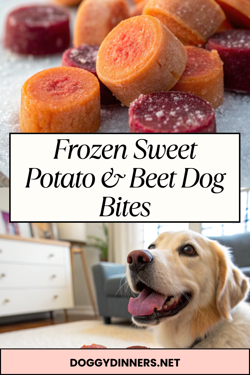 Frozen Sweet Potato & Beet Dog Bites