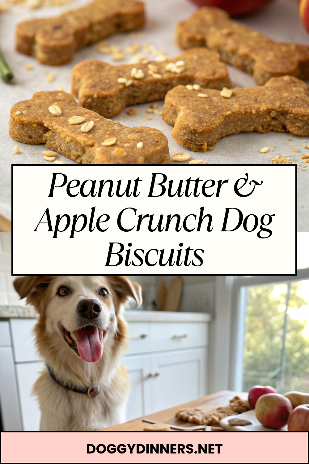 Peanut Butter & Apple Crunch Dog Biscuits – Crispy Oven-Baked Treats with Natural Sweetness for Occasional Rewards