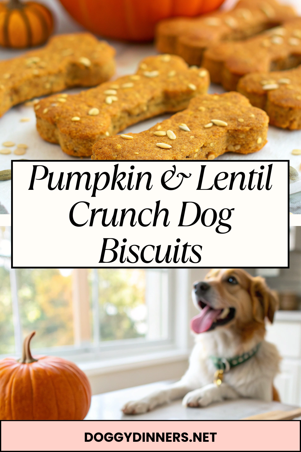 Pumpkin & Lentil Crunch Dog Biscuits – Crispy Plant-Based Treats with Hearty Texture for Occasional Snacking