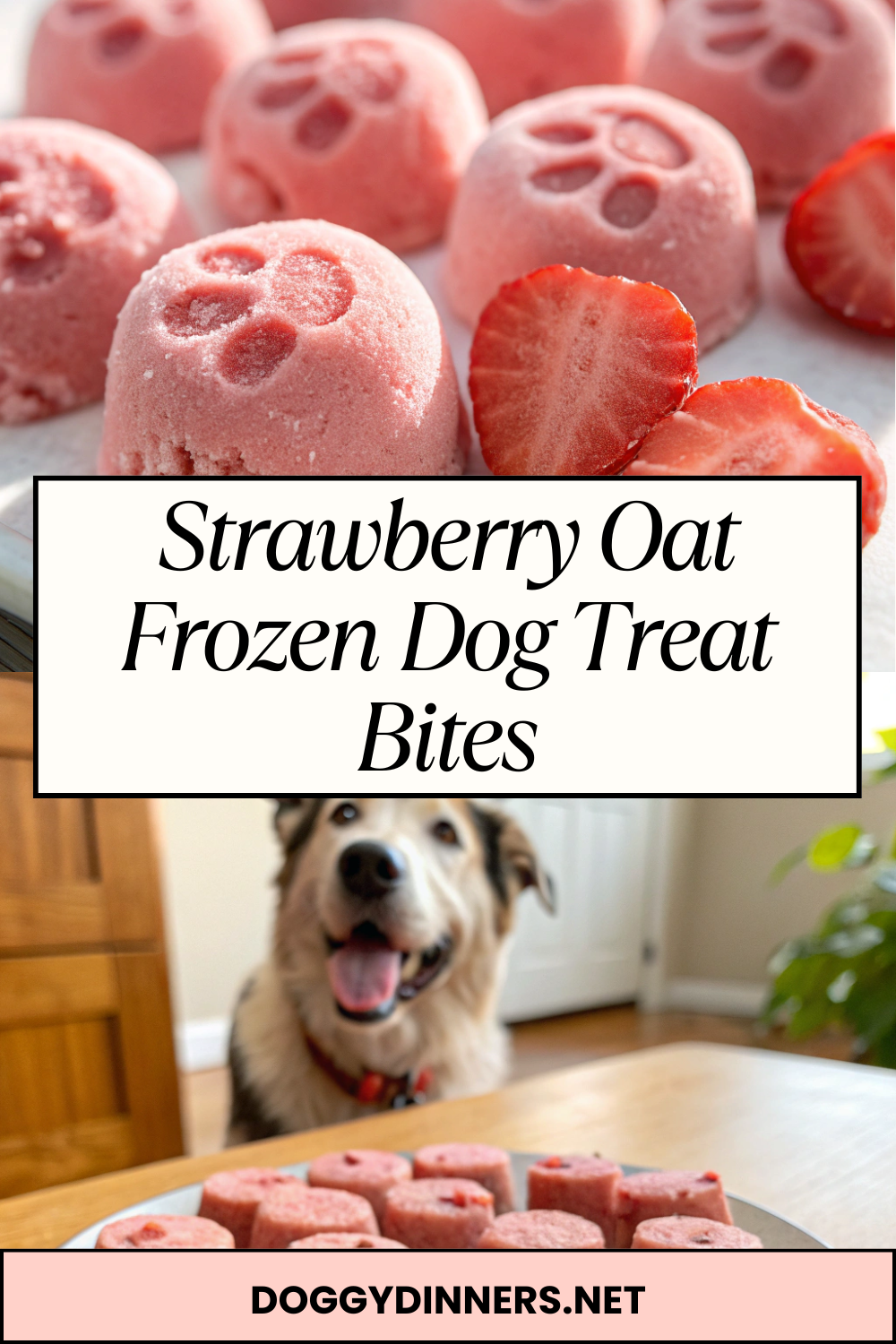 Strawberry Oat Frozen Dog Treat Bites – Refreshing No-Bake Summer Snacks for Dogs