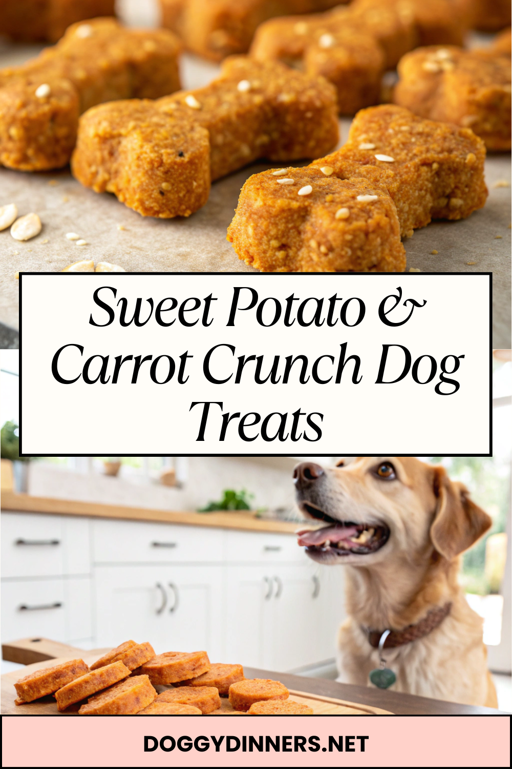 Sweet Potato & Carrot Crunch Dog Treats – Crispy Oven-Baked Veggie Biscuits for Happy, Healthy Snacking