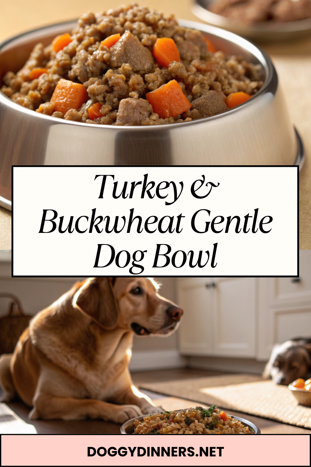 Turkey & Buckwheat Gentle Dog Bowl – Simple Homemade Meal with Novel Grains for Occasional Feeding