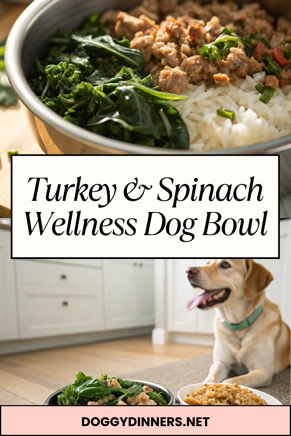Turkey & Spinach Wellness Dog Bowl – Simple Protein-Packed Homemade Meal for Occasional Feeding