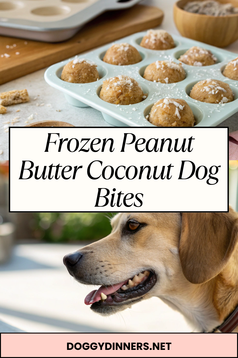 Frozen Peanut Butter Coconut Dog Bites